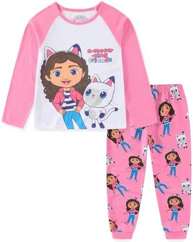 DREAMWORKS GABBYS DOLLHOUSE Girls 2 Piece Long Sleeve Shirt and French Terry Pants Set for Toddler and Big Kids