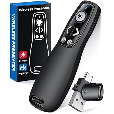 Presentation Clicker Wireless Presenter Remote for PowerPoint, Powerpoint Clicker with Volume Control PowerPoint Slide Advancer for Mac, Computer, Laptop