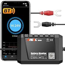 ANCEL BM300 12V Battery Monitor, Bluetooth 4.0 Automotive Voltmeter with Charging, Cranking System Test & Alarm - Compatible for Solar Power Systems, RVs, Motorcycles, Boats, Cars, and Trucks