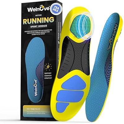Lightweight Performance Sports Insoles Protective - Welnove Shock Absorbing Athletic Insoles for Running, Basketball, Fitness - Energy Return,Increased Performance,Injury Protection, Men Women XL
