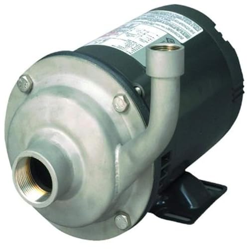 AMT Pump 5483-98 High Volume Straight Centrifugal Pump, Stainless Steel, 1 HP, 3 Phase, 230460V, Curve C, 1-12 NPT Female Suction, 1-14 NPT Female Discharge Port