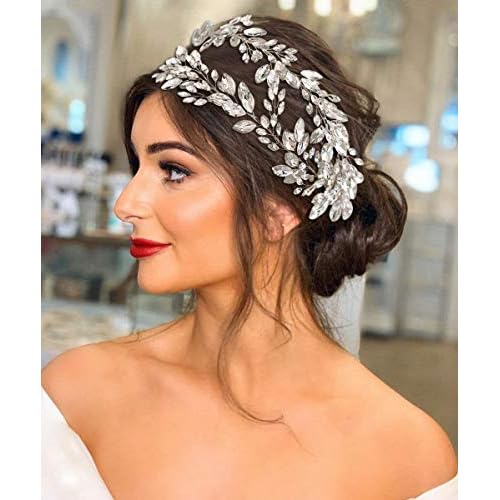 ZHENM Rhinestone Wedding Headband,Bridal Headpiece for Wedding,Party Hair Accessories for Women