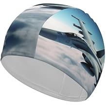 Aircraft Fighter Jets Swim Cap Unisex Adult Swimming Cap Non Slip Pool Hat Comfortable Durable Easy to Put On and Off Waterproof Swim Hat Keep Hair Dry