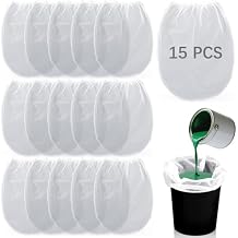 15 Pcs Paint Strainer Bags 5 Gallon, Bucket Paint Filters Strainer 5 Gal with Stretchable Elastic Top Opening paint Screen for 5 Gallon Bucket Nylon White Fine Mesh Bag for Gardening, Plant Protection