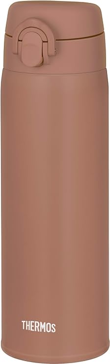 Thermos Vacuum Insulated Portable Mug Water Bottle 16.9 fl oz 500 ml Brown, Easy to Clean with Removable Mouthpiece, Ultra-Lightweight Compact Type, One-Touch Open, Stainless Steel Bottle, Keeps Hot