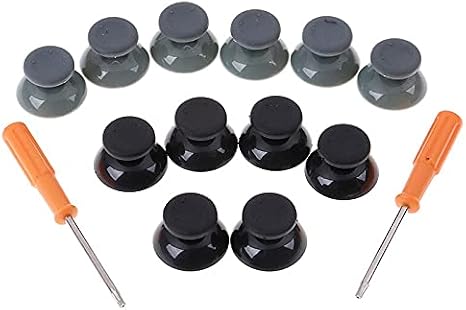 6Pcs Mushroom 3D Analog Stick Joystick Thumbsticks Caps with Screwdriver Tool for Xbox 360 Gamepad Controller (Black)