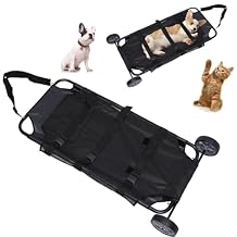 Dog Stretcher with Wheels, 110 lb Animal Stretcher with Safety Buckles, Foldable Dog Rescue Trolley Cart, Pet Transport Trolley Animal Gurney Carrier y for Animal Dog Cat Black