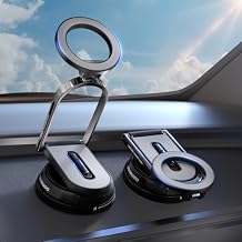 Coverado Magnetic Car Phone Holder, Vacuum Magnetic Phone Holder for Car, 360 Rotation Strong Magnet Car Phone Mount Dash Cell Phone Mount for iPhone 17/16/15/14/13/12