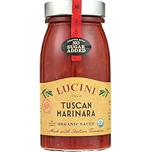 Lucini Italia Organic Tuscan Marinara Classic Italian Sauce in Glass Jar Fresh Organic Tomatoes Tuscan Tomato Sauce No Sugar Added Pasta Sauce, 25oz (Pack of 6)