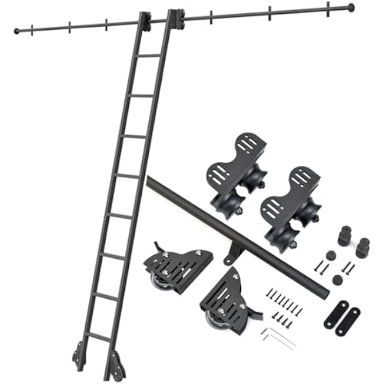 Library Sliding Ladder Hardware Kit, Telescope Rolling Ladder Track Kit, Round Carbon Steel TrackRail 3.3-20ft - Extension Kit, Mobile Ladder Rail Kits for Loft Office3.3ft100cm Track Kit