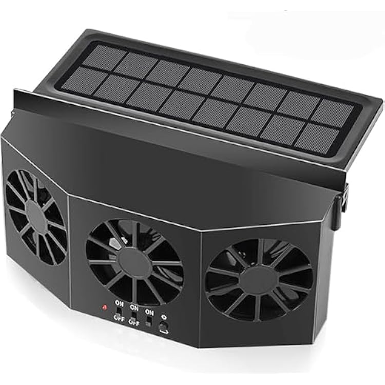 Solar Powered Car Ventilator, Solar Powered Car Exhaust Fan, Car Radiator,Eliminate The Peculiar Smell Inside The Car and Can Be Used for General Types of CarsDeep Black