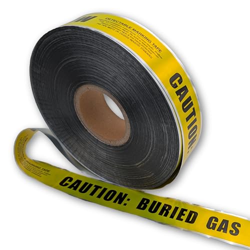 ACE Supply Detectable Underground Gas Line Tape - Detectable Underground Tape - 2 Inch x 1000 Ft Length, 5 Mil - Buried Gas Line Tracer for Utility Marking