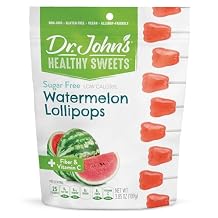 Dr. John's Healthy Sweets Watermelon Lollipops with Zero Sugar, Dye-Free, Plant Based, Keto Friendly, 14 Count, 3.85 OZ