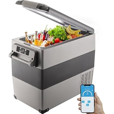 VEVOR CF55 12 Volt 58 Qt Refrigerator, Dual Zone Portable Compressor 1224V DC and 110-240V AC, Freezer Fridge Cooler, for Car, Truck RV, Camping and Home Use, BlackGray