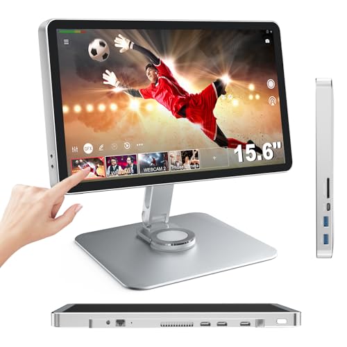 15.6 Large LCD Touch Screen, All-in-One Video Switcher Monitor Encoder Recorder, Video Mixer with 10 Signal Inputs, Live Streaming Equipment for NDIRTMPSRTRTSPFacebookYouTube, etc