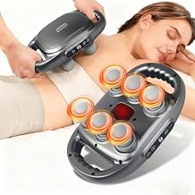 Massage Gun, Deep Tissue Percussion Massager with 9 Intensity Levels for Neck, Back, Shoulders, Legs Pain Relief & Recovery in Office, Family and Traveling (6 Head Massage Gun)