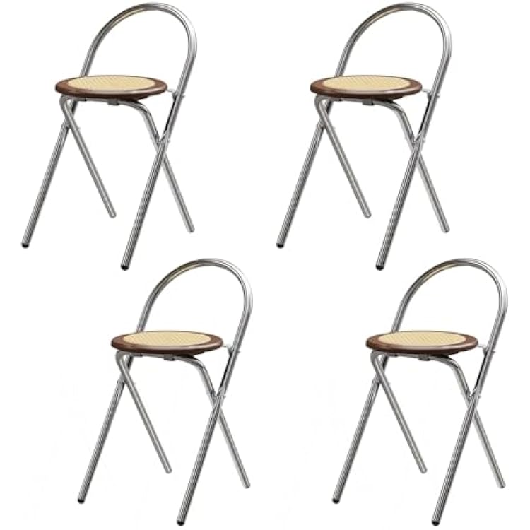 Rattan Folding Chair Set of 4,with Steel Frame,330LB Capacity, Commercial Stackable Foldable Seat,for Indoor Dining Office Outdoor Event Wedding Party