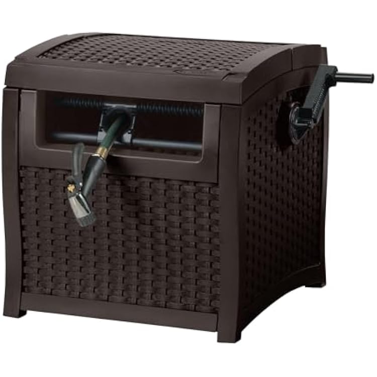Suncast Hose Reel with Smart Trak Hose Guide, Water-Tight Connection, Durable Resin Construction, 225 Hose Capacity, Brown, Made in the USA