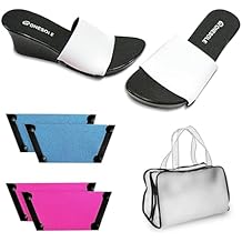 Onesole Shark Tank Special Shoe Set, Interchangeable Sandals for women Solid White, Solid Dusky Blue, Solid Hot Pink Comfie Tops, for women's wedge Sandals (Size 8)