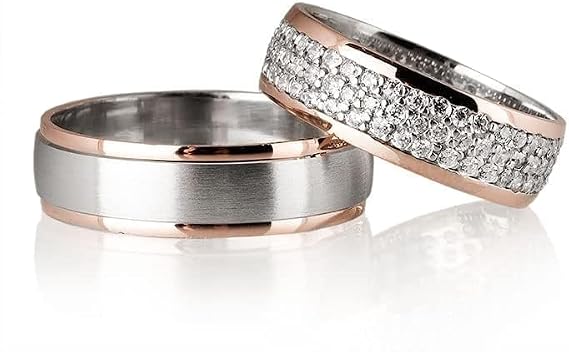 Silver Wedding Ring Sets Silver Couple Matching Wedding Ring Set Personalized Man and Woman 925 Sterling Silver Wedding Ring Set