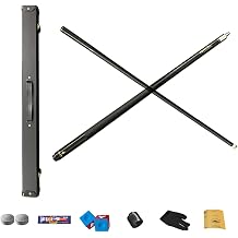 QUTBAG Professional 1/2 Jointed Snooker Billiard Pool Cue with Carbon Fibre, 58 Inch Snooker Carom Pool Cue Stick with Case & Chalk Set for Billiards Fans SolidBlack_13mm