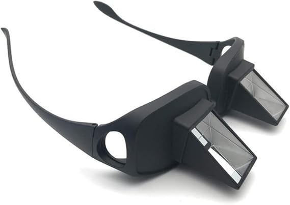 Lazy Glasses Bed Prism Reading Glasses, 90 Degree Protective Eyeglasses Horizontal Spectacles Lie Down for Reading Watching TV Myopia Usable (Black)