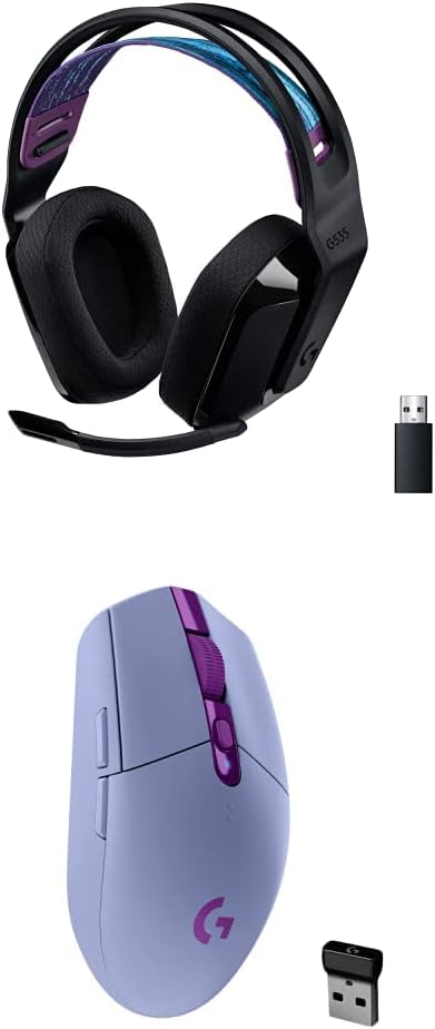 Logitech G535 Lightspeed Wireless Gaming Headset with Logitech G305 Lightspeed Wireless Gaming Mouse, Hero 12K Sensor