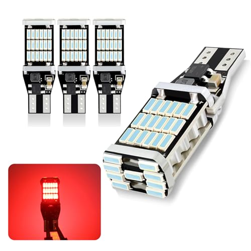 ijuicy 4 PCS 921 Led Bulb Reverse Light, 6000K CANBUS 912 T15 W16W 4014 45SMD Reverse Light Bulb, 360 Degree Lighting 1080 Lumens Brake Light Bulb, Replacement Led Lights for Car Red