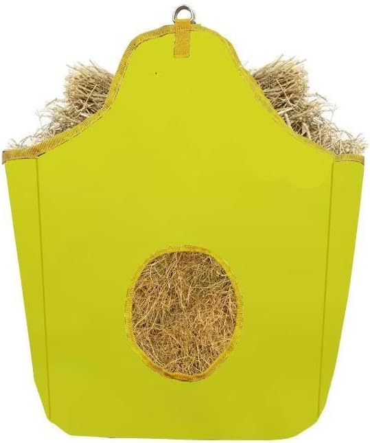 BARN & STABLE Large Hay Bag for Horses - Slow Feed 27" * 21" * 6" - Trailer Feeder for Cow, Goats, Donkey, Cattle - Open Feed Hole and Metal Snap Fastener