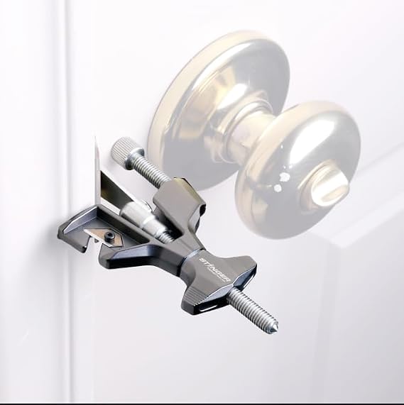 Stinger Metal Portable Door Lock for Travelers Hotel, Apartment, and Home Door Stopper Security with Built-in Glass Breaker & Seatbelt Cutter, Ideal Travel Safety Lock for Women and Families