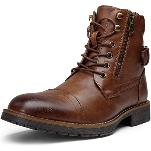 Vostey Mens Boots Boots for Men Casual Boots Motorcycle Combat Ankle Dress Boots Mens