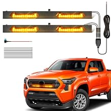 LED Grill Lights - 4PCS Front Grill Lights for Toyota Tacoma SR SR5 2024 2025 2026 with Fuse Adapter & Harness (Amber Light with Smoked Shell)