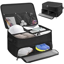 Golf Trunk Organizer, 2 Layer Golf Storage Bag, Waterproof Car Golfer Organizers with Ventilation Compartment for 2 Pairs Shoes, Balls, Clothes, Tees, Gloves, Accessories, Gifts for Men Women