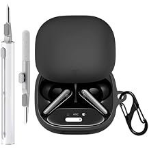 Case Cover Compatible with Soundcore Liberty 4 Pro by Anker, Soft Silicone Liberty 4 Pro Earbuds Protective Case with Cleaner Kit with Carabiner Keychain Accessories (Black)