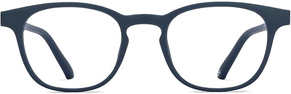 HUSTLR Lenskart Zero Power Bluecut LB E14058-N Anti-Glare Square Full Brim Computer Glasses for Men and Women Small