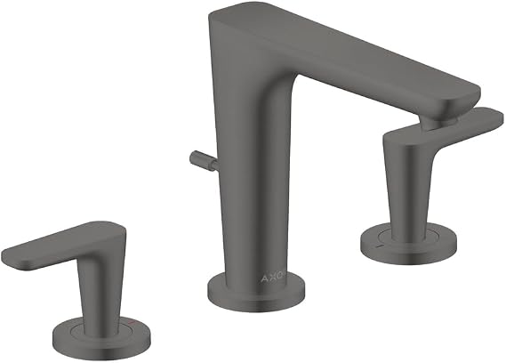AXOR Citterio C Widespread Faucet 125 with Escutcheons and Pop-up Drain, 1.2 GPM (Brushed Black Chrome)