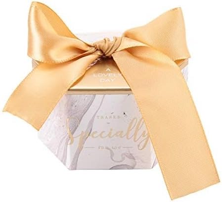 TITA-DONG 30 Pcs Favor Boxes, Wedding Candy Boxes, Wedding Party Sweets Candy Gifts Ramadan Easter Box Paper Gift Boxes with Ribbon for Bridal Shower Anniverary Birthday Party Wedding Favor(gold)