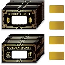 PLIGREAT 120 Pieces Golden Ticket Scratch Off Cards, Black Blank Gift Certificates Scratch Off Tickets DIY Coupon Raffle Cards for Small Business, Holiday, Bridal Shower, Surprise Reveal, Party Supply