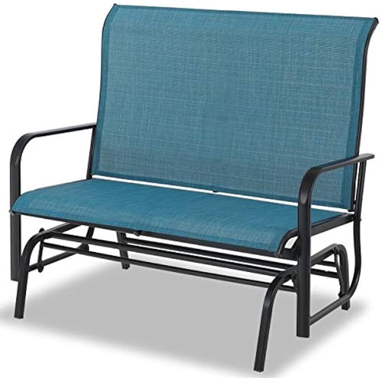 Sophia & William 2-Person Outdoor Glider Bench, Gliding Loveseat, Patio Glider Bench, All-Weather Resistant Textilene Fabric and Powder Coating Metal Frame