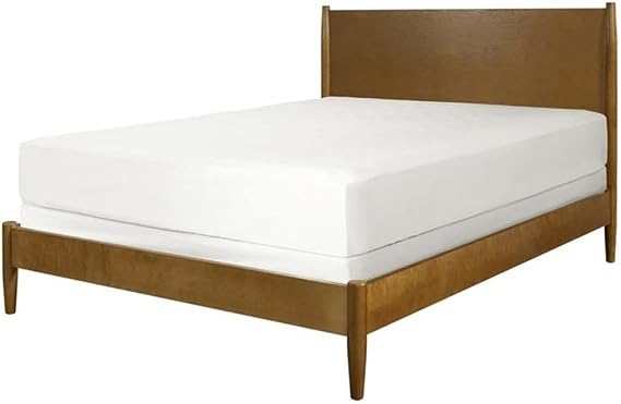 Allora Mid-Century Wood King Panel Platform Bed, Acorn Brown Finish, 45.75" H x 75.75" W x 85.25" D, Hardwood Frame and Headboard, Sturdy Construction, Modern Bedroom Furniture