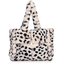Fluffy Tote Bag for Women Soft Faux Fur Handbag Furry Shoulder Bag Winter Y2K Fuzzy Purse Plush Tote