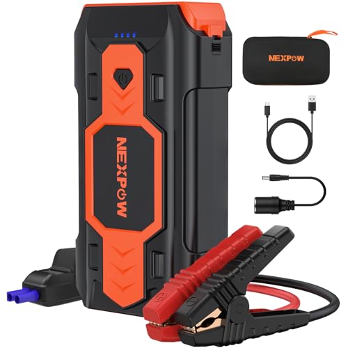 NEXPOW Car Battery Jump Starter 3000A, Portable Jumper Starter up to 8.0L Gas8L Diesel Engines 12V Car Battery Booster Pack with USB Quick Charge 3.0 and 4 LED Modes Red Blue Warning