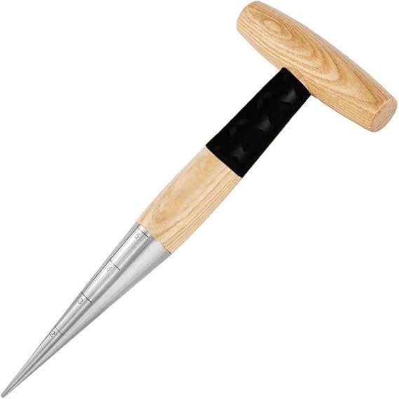 Hand Dibber Bulb Planter Tool Dibber Gardening Hand Tools with 5 Inch Measurements Stainless Steel Sow Dibbler with Non-Slip Handle Seed Planter Tool Seed Dispenser Hole Digger (Yellow)