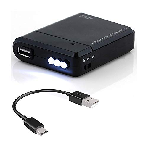Portable AA Battery Travel Charger for Samsung SGH-T599 and Emergency Re-Charger with LED Light! Takes 4 AA Batteries [Black]