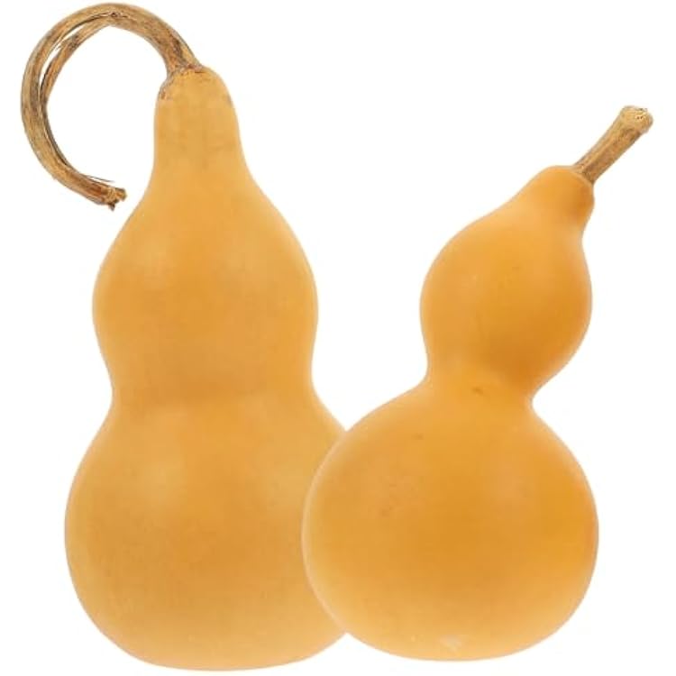 Natural Dried Gourds 2pcs Unfinished Wood Gourd Bottle DIY Painting Wood Peg Doll Dried Gourds for Crafts Arts Chinese Gourd Bottle Feng Shui Hu Lu Ornament 10-13CM