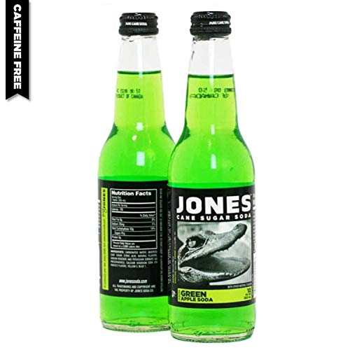 Jones Soda 12 ounce Glass Bottles Green Apple, 6 Bottles