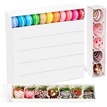 30 Pack Chocolate Covered Strawberry Boxes, 12x2.36x2 Inches Macaron Boxes with Clear Lids, White Bakery Box for Macaron, Chocolate Truffle, Cookies, Cocoa Bombs