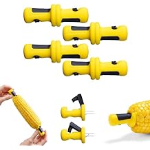 Dreamfarm Lockorns Super Secure, Easy-to-use, Mess-Free Anchor-Lock Corn Cob Holders, Corn Forks - Pack of 4 Pairs, Yellow/Black