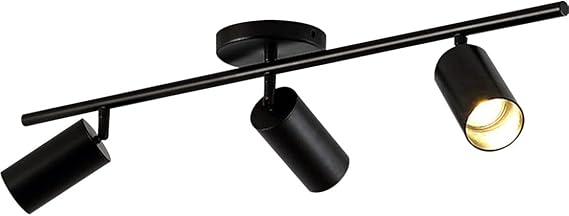 BOKT Modern Matte Black 3 Lights Adjustable LED Track Lighting Kits Industrial 3 Ways Flush Mount Ceiling Spotlights Multi-Spot Ceiling Track Light Fixture