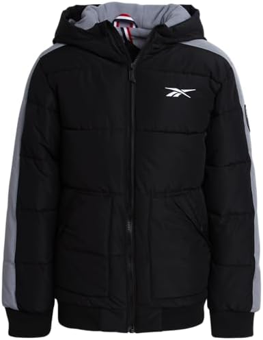 Reebok Boys Puffer Jacket - Heavyweight Insulated Zip Up Quilted Puffer Bomber Jacket - Weather Resistant Boys Winter Coat